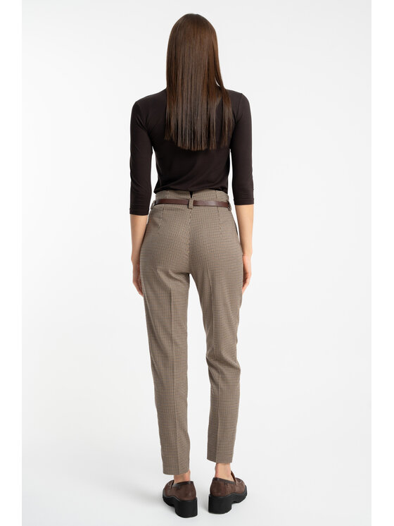 CLICK CLICK Kalhoty z materiálu 30-441 Hnědá Comfortable Fit