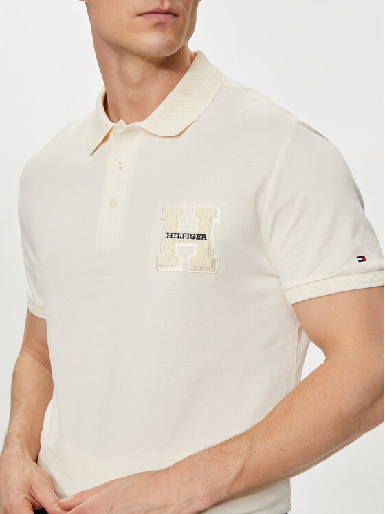 Tommy Hilfiger Tommy Hilfiger Тениска с яка и копчета Boucle Embro MW0MW34771 Бежов Regular Fit