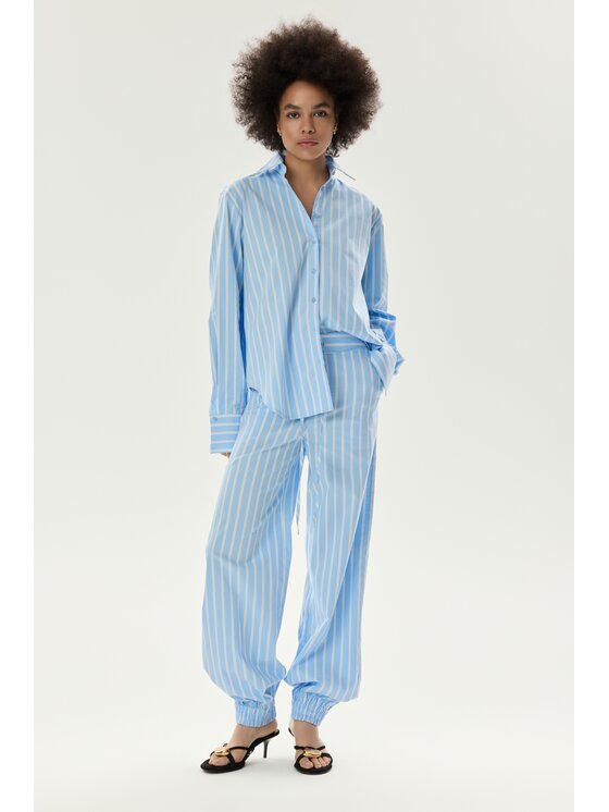 Laretaggio Laretaggio Koszula ROSSANO STRIPED SHIRT IN BLUE Biały Oversize