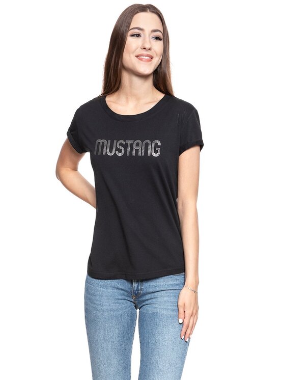 Mustang Mustang T-Shirt ALINA C PRINT Czarny Regular Fit