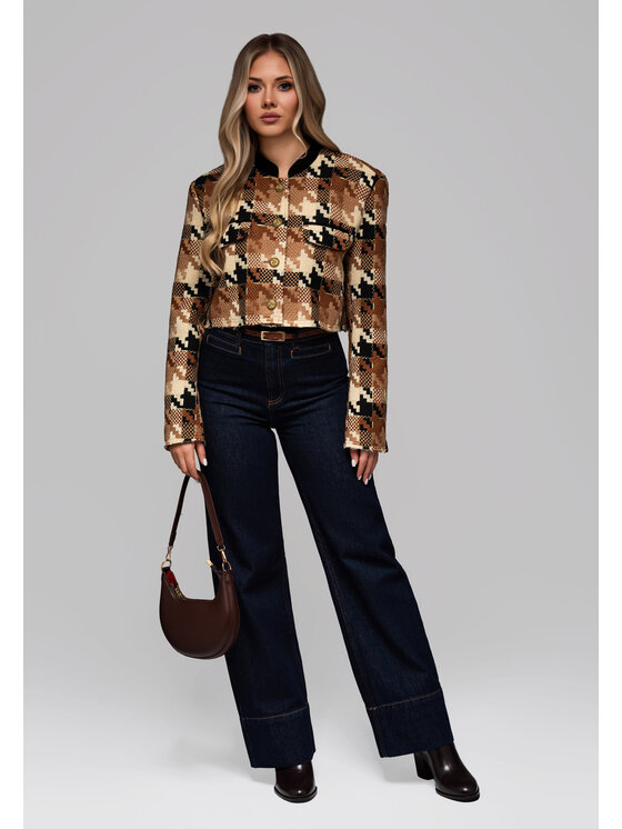 Ombre Ombre Marynarka OW-BLZB-0103 Brązowy Regular Fit