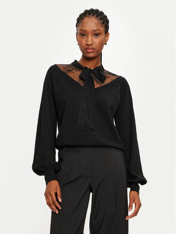 TWINSET Sveter 242TP3021 Čierna Relaxed Fit