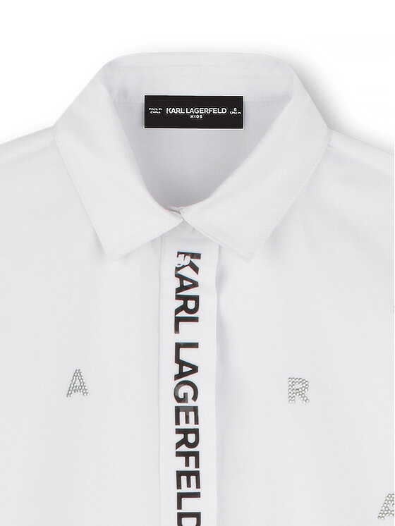 Karl Lagerfeld Kids Karl Lagerfeld Kids Sukienka koszulowa Z30463 S Biały Relaxed Fit