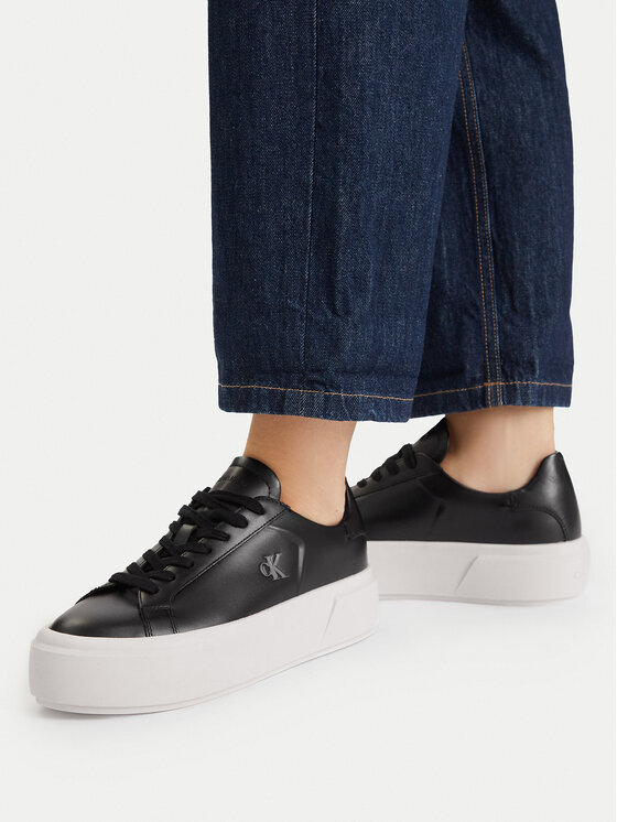 Calvin Klein Tenisice Flatform Lace Up Lth YW0YW01928 Crna