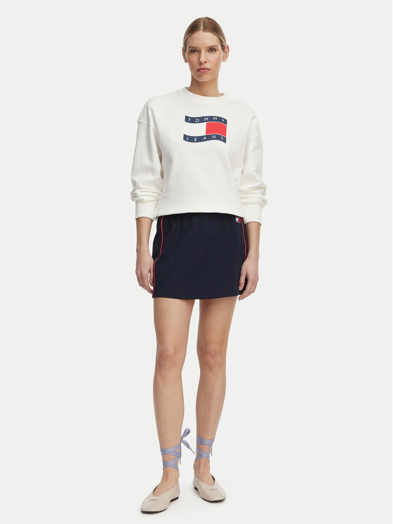 Tommy Jeans Tommy Jeans Mikina Wavy Flag DW0DW22742 Biela Boxy Fit