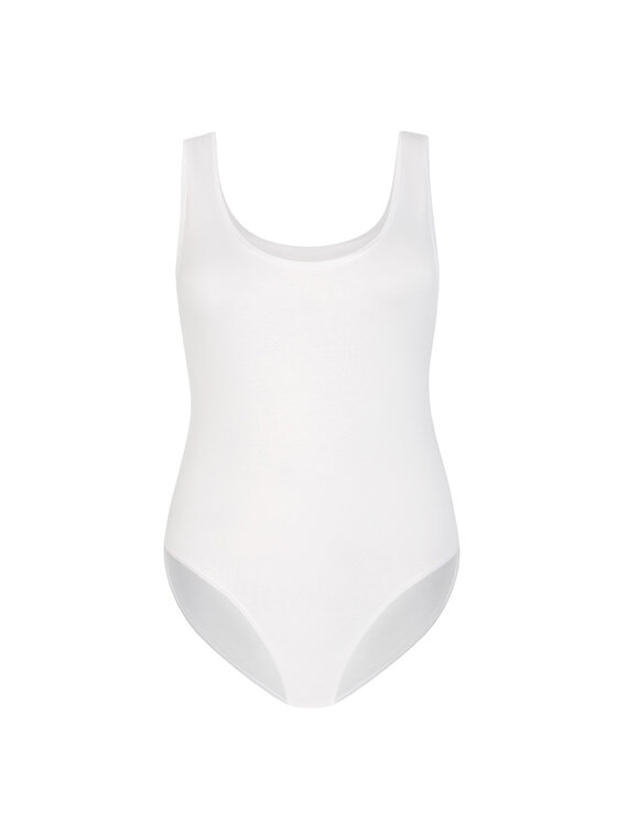 Teyli Teyli Body damskie na szerokich ramiączkach Esme Biały Regular Fit