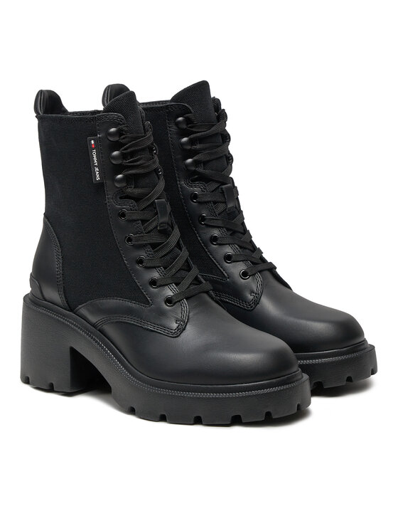 Tommy Jeans Tommy Jeans Μποτάκια Tjw Mid Heel Boot Mix Media EN0EN02556 Μαύρο