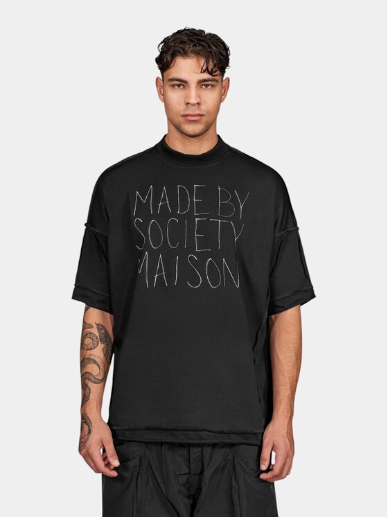 MADE BY SOCIETY MADE BY SOCIETY T-Shirt Suture - T17943 Czarny Basic Fit