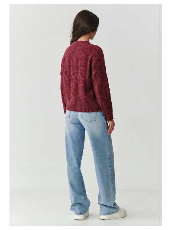 Makadamia Makadamia Sweter S169 Bordowy Boxy Fit