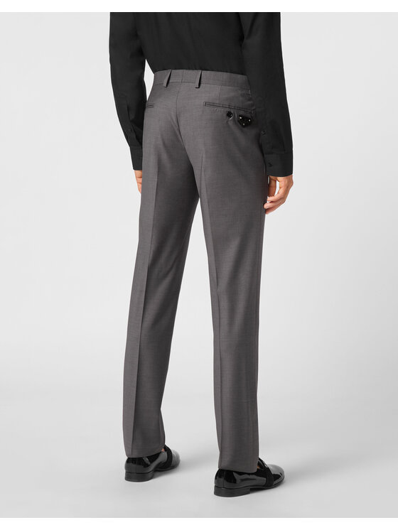 PHILIPP PLEIN PHILIPP PLEIN Bavlnené nohavice 9385 Sivá Regular Fit