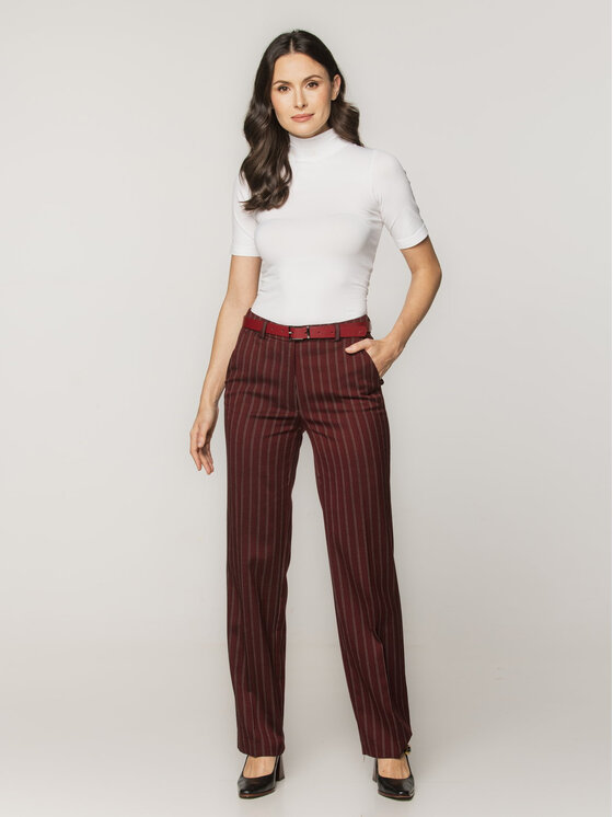 Willsoor Willsoor Komplet bluza, bluzka i spodnie 67870 Bordowy Regular Fit