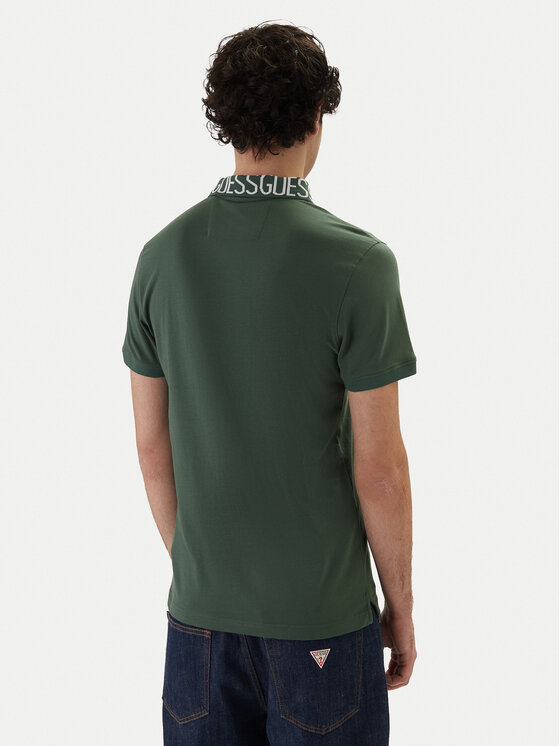 Guess Guess Тениска с яка и копчета M6GP66 K3070 Зелен Slim Fit