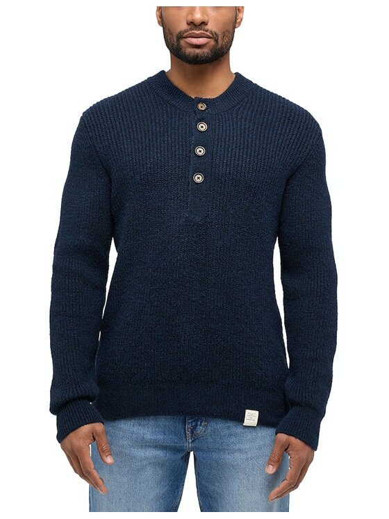 Mustang Mustang Sweter Style Emil C Henley Granatowy Regular Fit