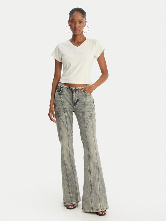 Juicy Couture Juicy Couture Póló Capped JCWCT126318 Ekru Slim Fit