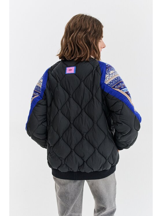 NAOKO NAOKO Kurtka bomber Retro Beat Czarny Regular Fit