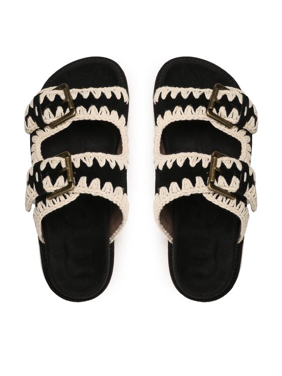 Mou Mou Şlapi New Bio With Buckles SW461005A Negru