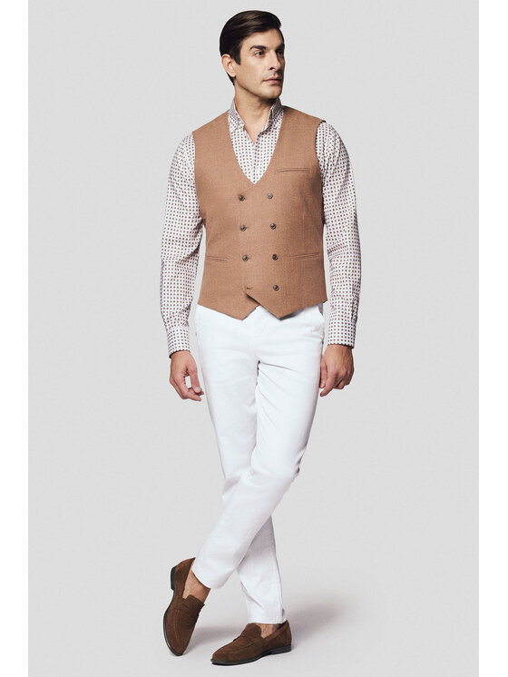 Lancerto Lancerto Kamizelka Acireale KA131125000010 Brązowy Slim Fit