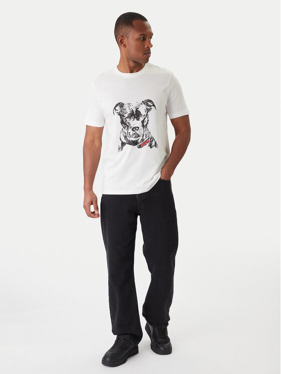 HUGO HUGO Tricou Dubrox 50553779 Écru Regular Fit