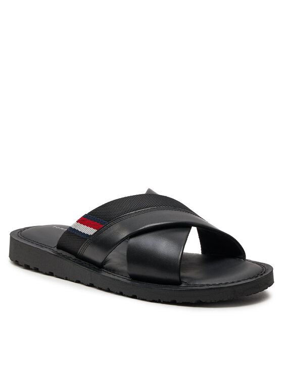 Tommy Hilfiger Tommy Hilfiger Natikači Core Hilfiger Lth Criss C Sandal FM0FM05010 Črna