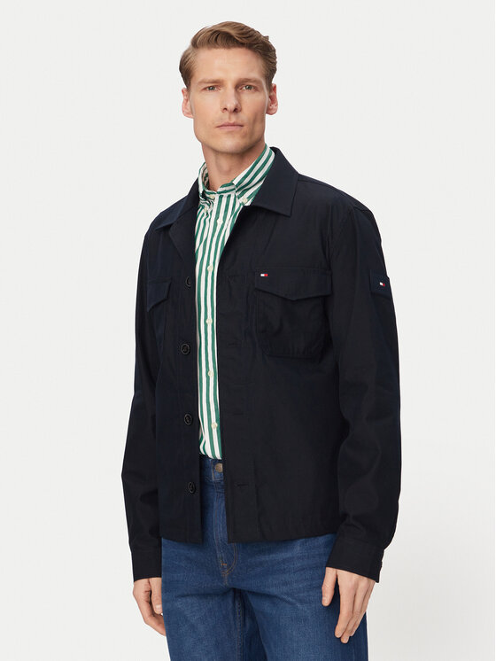 Tommy Hilfiger Tommy Hilfiger Риза-яке MW0MW38712 Tmavomodrá Regular Fit