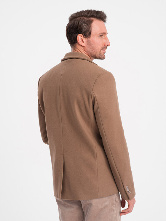 Ombre Ombre Marynarka OM-BLZB-0118 Brązowy Regular Fit