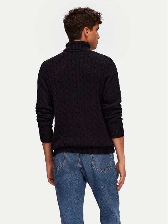Selected Homme Selected Homme Bluză cu gât Ryan 16077218 Negru Regular Fit