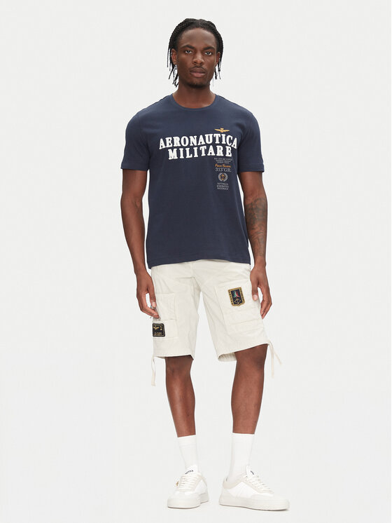 Aeronautica Militare Aeronautica Militare Pantaloncini di tessuto 251BE041CT1122 Écru Regular Fit
