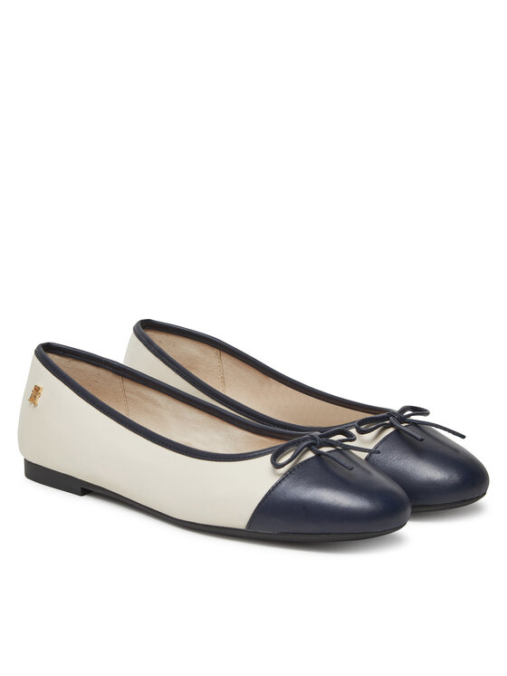 Tommy Hilfiger Tommy Hilfiger Балеринки Toe Cap Leather Ballerina FW0FW08759 Бежов