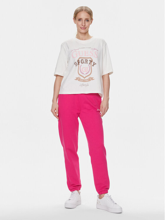 Guess Guess Marškinėliai V4RI07 K8FQ4 Balta Boxy Fit