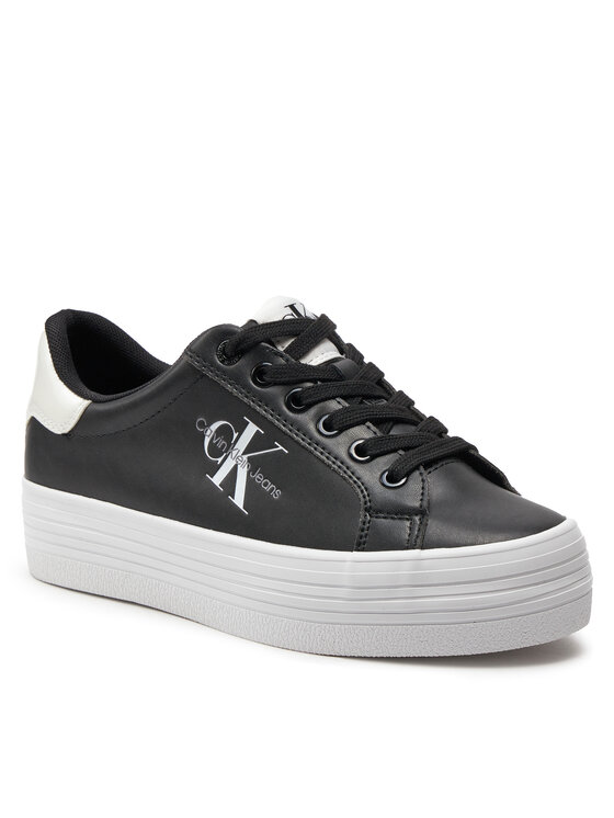 Calvin Klein Jeans Calvin Klein Jeans Snīkeri Bold Vulc Flatf Lace Lth Met YW0YW01393 Melns