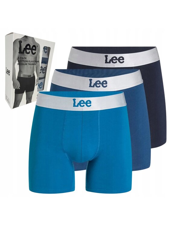 Lee Lee Bokserki Keenan 3 Pack Cotton Elastane Medium Trunks Niebieski