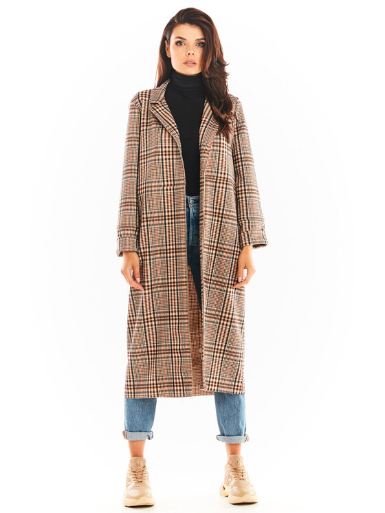 Awama Awama Płaszcz A368 Brązowy Basic Fit