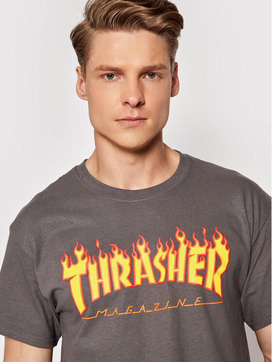 Thrasher Thrasher Тишърт Flame Сив Regular Fit
