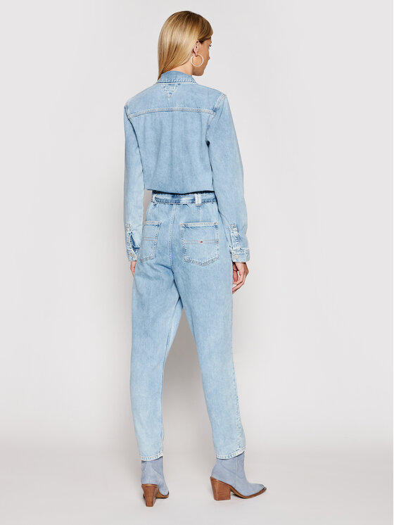 Tommy Jeans Tommy Jeans Overal Mom Jumpsuit Ulbr DW0DW10106 Modrá Regular Fit