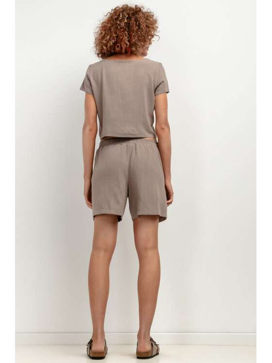 Tessita Tessita Szorty materiałowe SPODENKI_T402_3_XS Beżowy Relaxed Fit