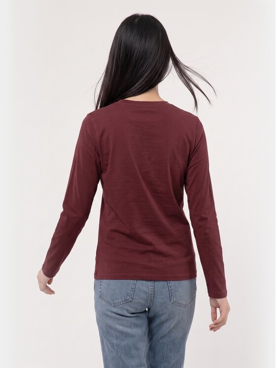 BASICLO BASICLO Longsleeve BSL-007-184 Bordowy Regular Fit