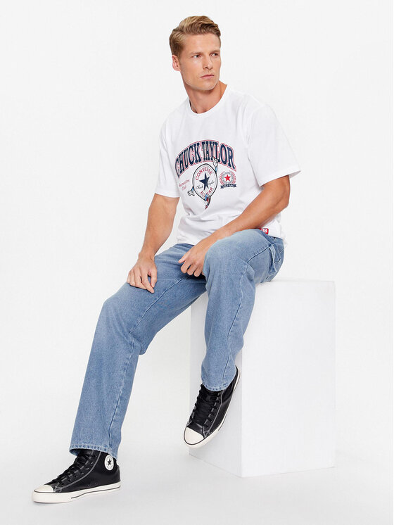 Converse Converse Marškinėliai Chuck Retro Ct Collegiate Ss Tee 10025293-A03 Balta Regular Fit