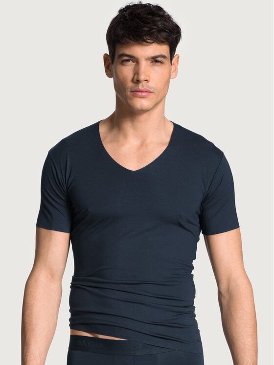 Calida Calida T-Shirt 14885 Granatowy Slim Fit