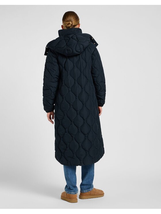 Lee Lee Kurtka puchowa LONG PUFFER Czarny Relaxed Fit