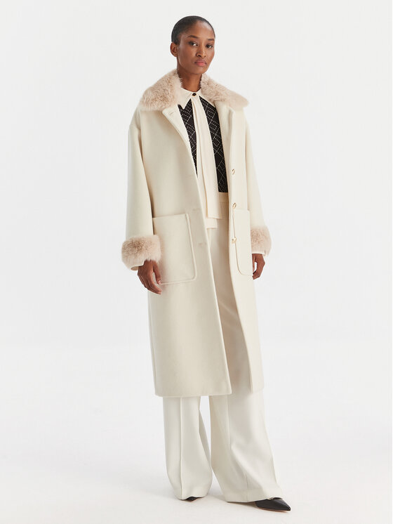 YES LONDON YES LONDON Cappotto di lana CD1211ECO Écru Regular Fit