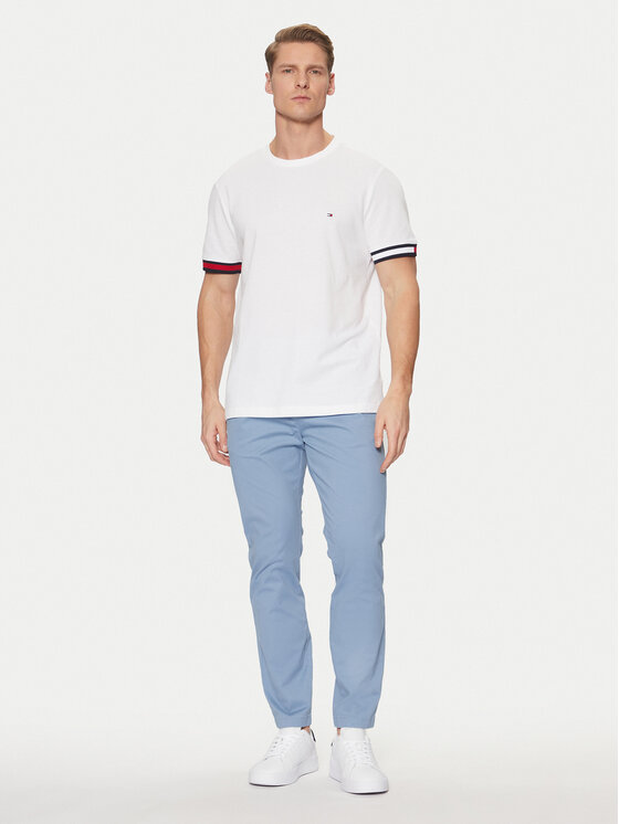 Tommy Hilfiger Tommy Hilfiger T-Shirt Global Stripe MW0MW38078 Biały Regular Fit