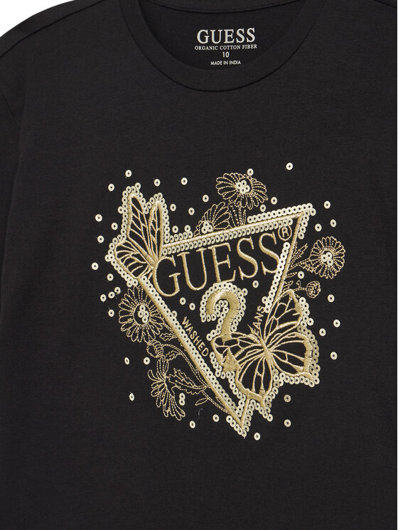 Guess Guess Tričko J5YI35 K6YW4 Čierna Regular Fit