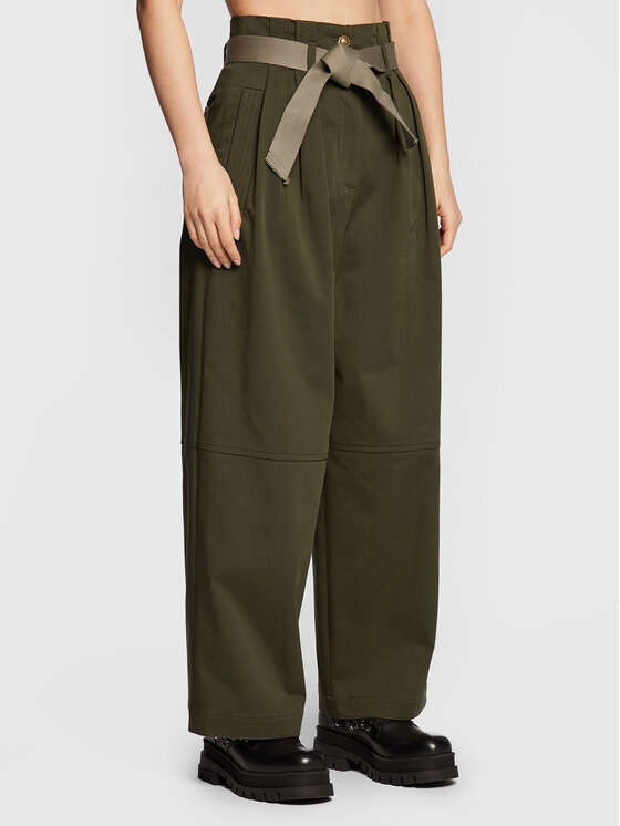 Pinko Pantaloni din material Penni 1G189X A054 Verde Relaxed Fit 1G189X imagine noua