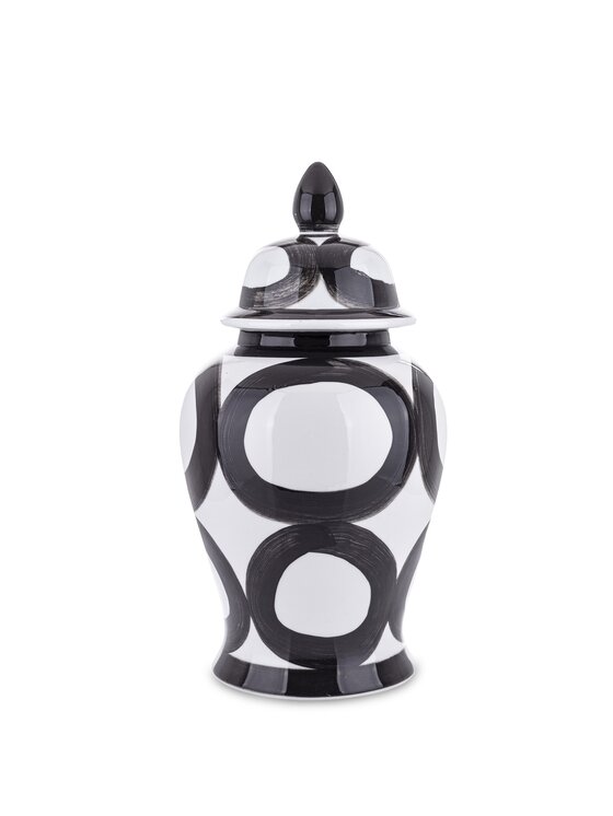 MIAhome MIAhome Pojemnik Ceramiczny Amfora Ceramiczna Black White 47 cm Czarny