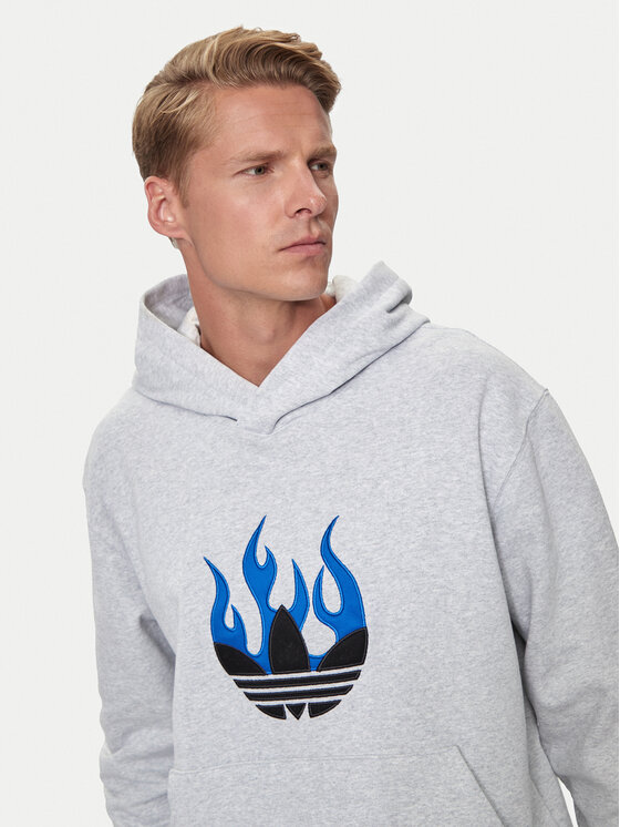 adidas adidas Majica dugih rukava Flames Logo IS2947 Siva Regular Fit