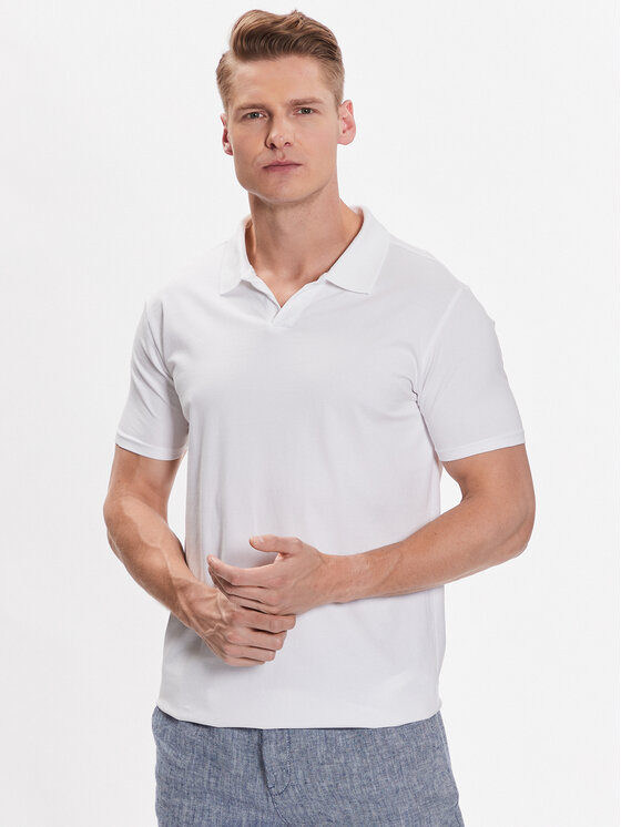 Lindbergh Polo Majica 30-404036 Bela Slim Fit