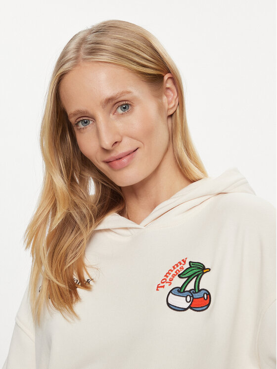 Tommy Jeans Tommy Jeans Majica dugih rukava Cherry DW0DW17707 Bijela Relaxed Fit