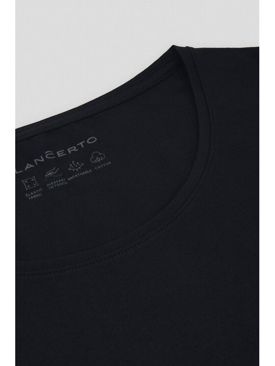 Lancerto Lancerto T-Shirt Koszulka Damska z Bawełną Czarna Savina TS073225000010 Czarny Slim Fit