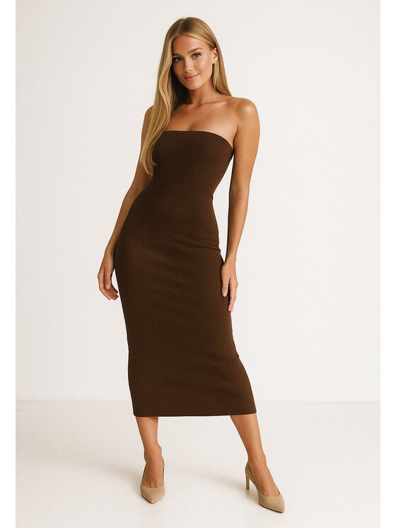 Nudyess Nudyess Vestito estivo 1022E Marrone Fitted Fit