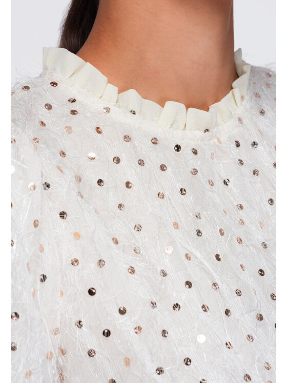 Ombre Ombre Bluzka OW-TS-E0089 Beżowy Regular Fit